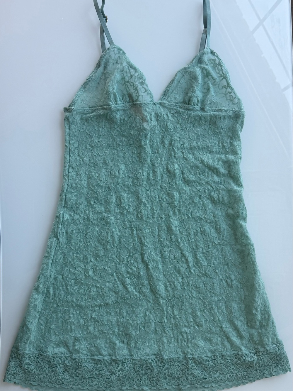 Vintage Victoria's Secret Lace Slip Chemise - Sage Green Size Medium